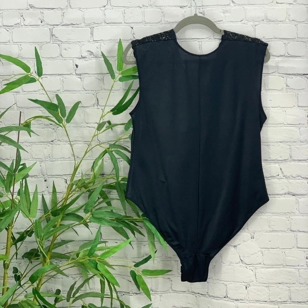 Mel Lyn Lingerie Black w/ Lace Detail Body Suit - Picture 2 of 3